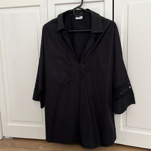 AKRIS Punto Kimono-Sleeve Split-Neck Blouse